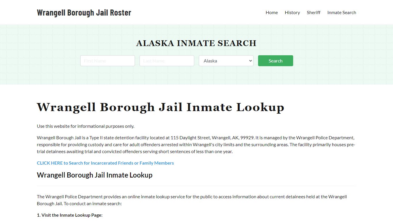 Wrangell Borough Jail Roster Lookup, AK, Inmate Search