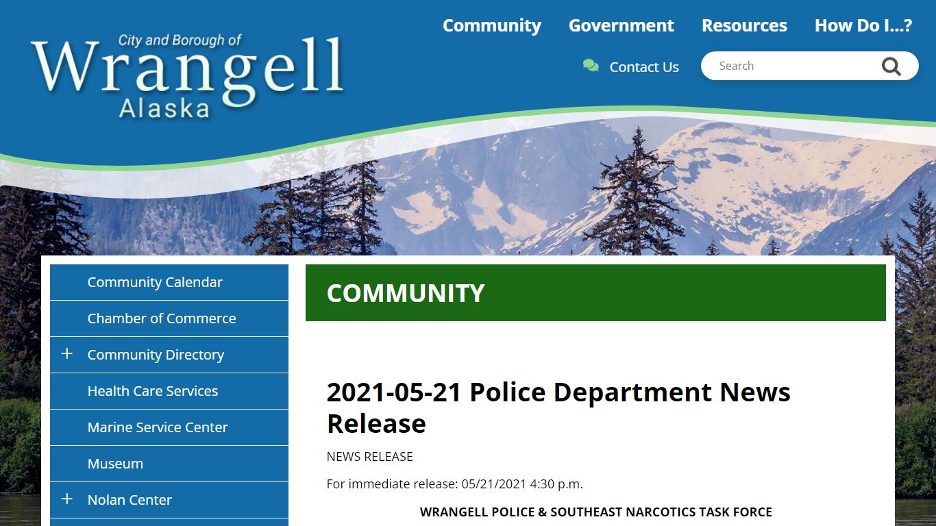 2021-05-21 Police Department News Release | Wrangell Alaska