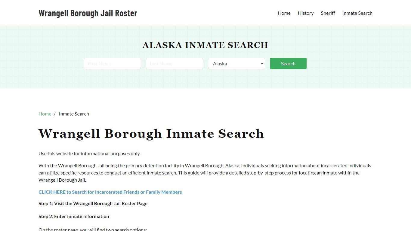 Wrangell Borough, AK Detainee Lookup